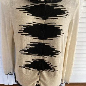 Vintage 1980's Black & Cream Cardigan Sweater